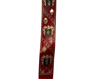 Vintage Red And Black Leather Bookmark Gilded Gold With European Images