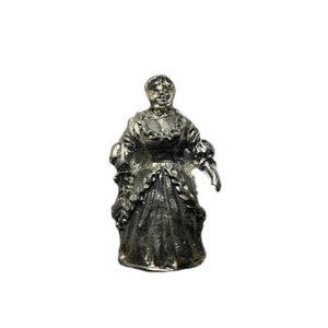 Miniature Pewter Figure Woman In Dress And Bonnet