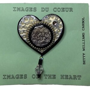 Vintage Images Du Coeur Images Of The Heart Art Brooch Holy Family Silver