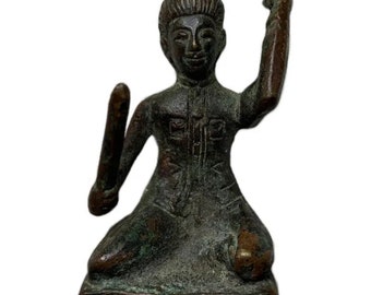 Vintage Asian Bronze Drummer Figure Folk Art Figurine
