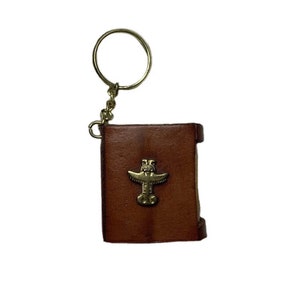 Vintage Leather Matchbox Cover Colombia Souvenir With Gold Accent Keychain