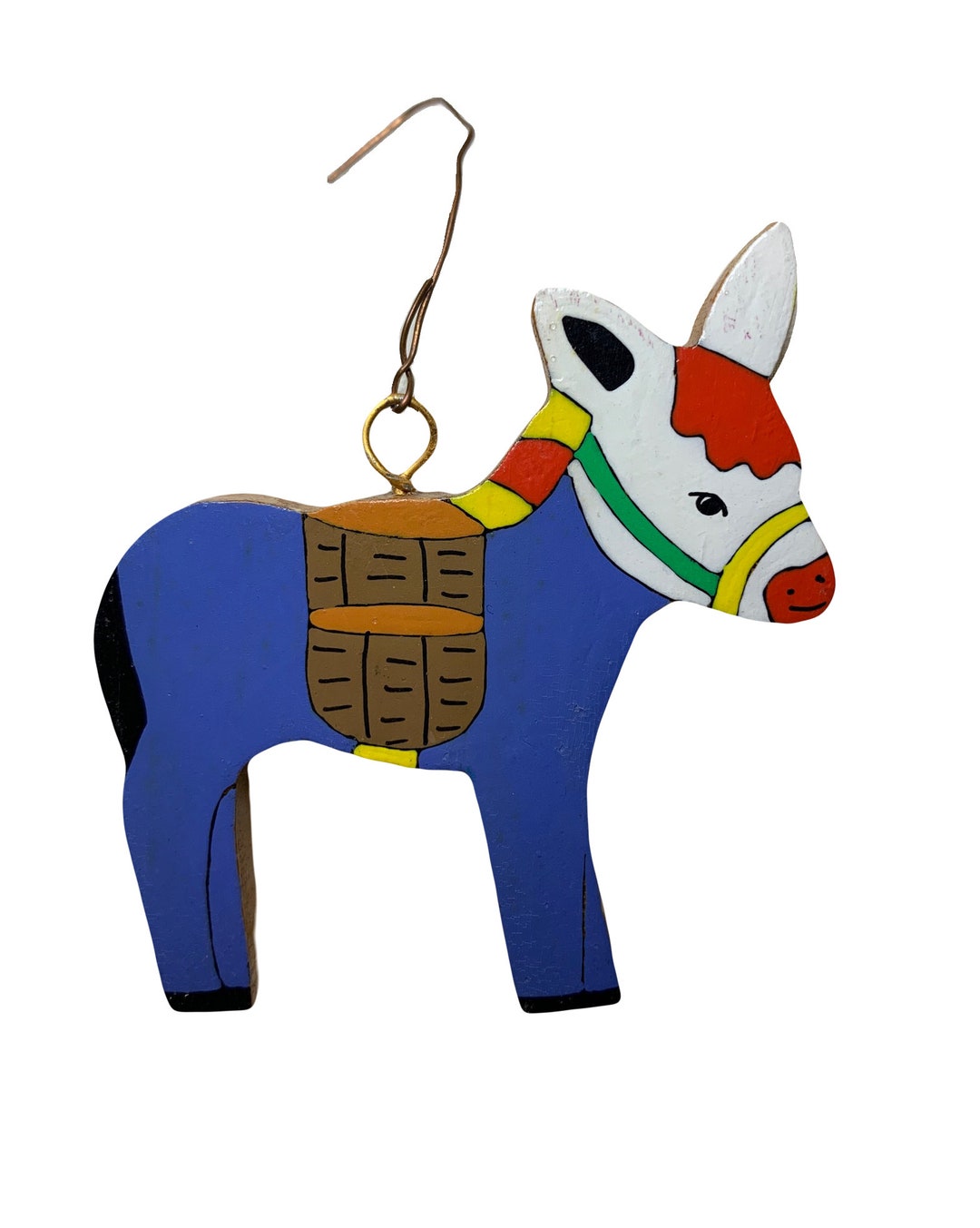 Vintage Cute Hand Painted Burro Donkey Christmas Ornament Etsy