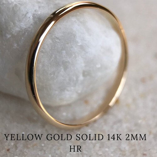 Solid 14K Yellow Gold Band Polished Domed Wedding or Etsy