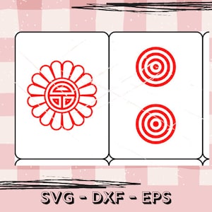 144 pièces Mahjong Tile Game svg - fichier SVG numérique UNIQUEMENT - Glowforge SVG - taille standard américaine