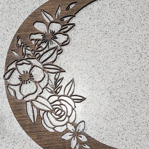 Flower Moon SVG - Laser Cut FILE ONLY - Home Decor - svg Cut File -  Moon and Flowers - Moonlight Wall Decor, celestial svg