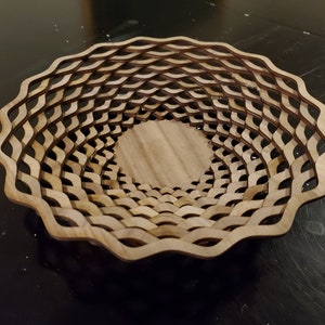 Scroll saw bowl, squiggle bowl, laser cut digital svg eps dxf png, glowforge ready, simple gift idea