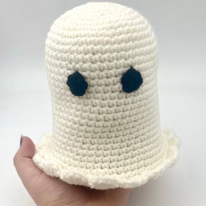 Crocheted Large Ghost Amigurumi Plush - Handmade Halloween Ghost Plushie