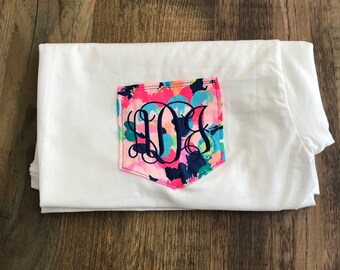 Lily Pulitzer Pocket Tee | Pocket Tee | Lily Pulitzer Inspired | Personalized Gift | Tee Shirts | Monogram Shirt | Monogram | Gift For Her