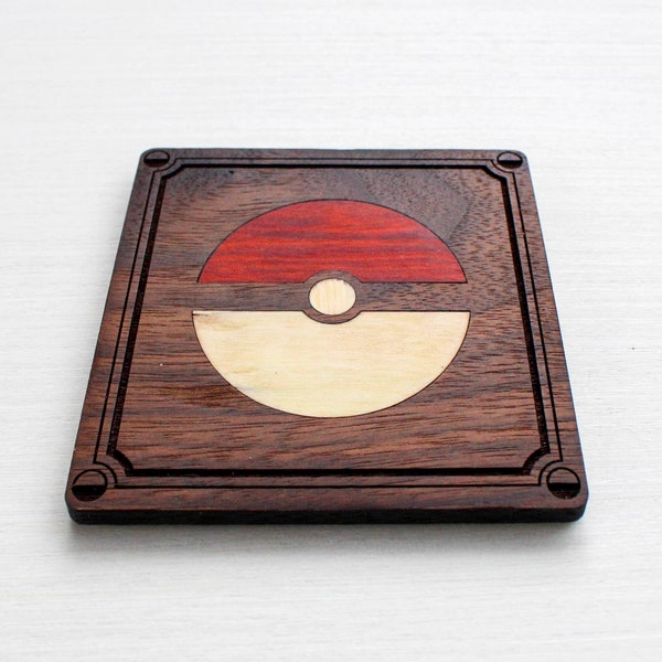 Pokeball Wood Inlay Coaster