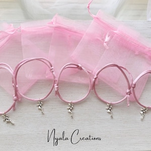 Pink Fairy Adjustable Bracelet With Gift Bag / 1 - 10 / Party Favour / Party Bag Filler / Friends Gift / Fairies