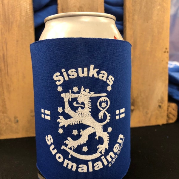 Sisukas Suomalainen (meaning Gutsy Finn) Can or Bottle Cozies
