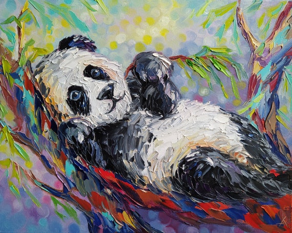 In a Quiet Place Oil Painting on Canvas Panda Baby Panda - Etsy In a Quiet Place Oil Painting on Canvas Panda Baby Panda - Etsy