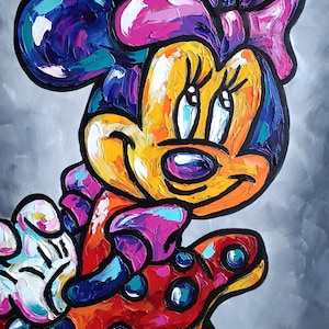 Niña Mickey, cuadro al óleo, Mickey Mouse, para niños, regalo para niño, dibujos animados, personaje de dibujos animados, para habitaciones infantiles, para niñas