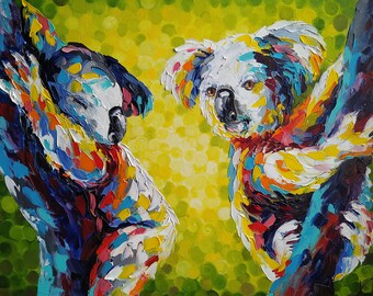 Sweet dream, oil painting, Australia, koala, koala oil painting, animals, koala art, animals oil painting, for childs room, koala bear