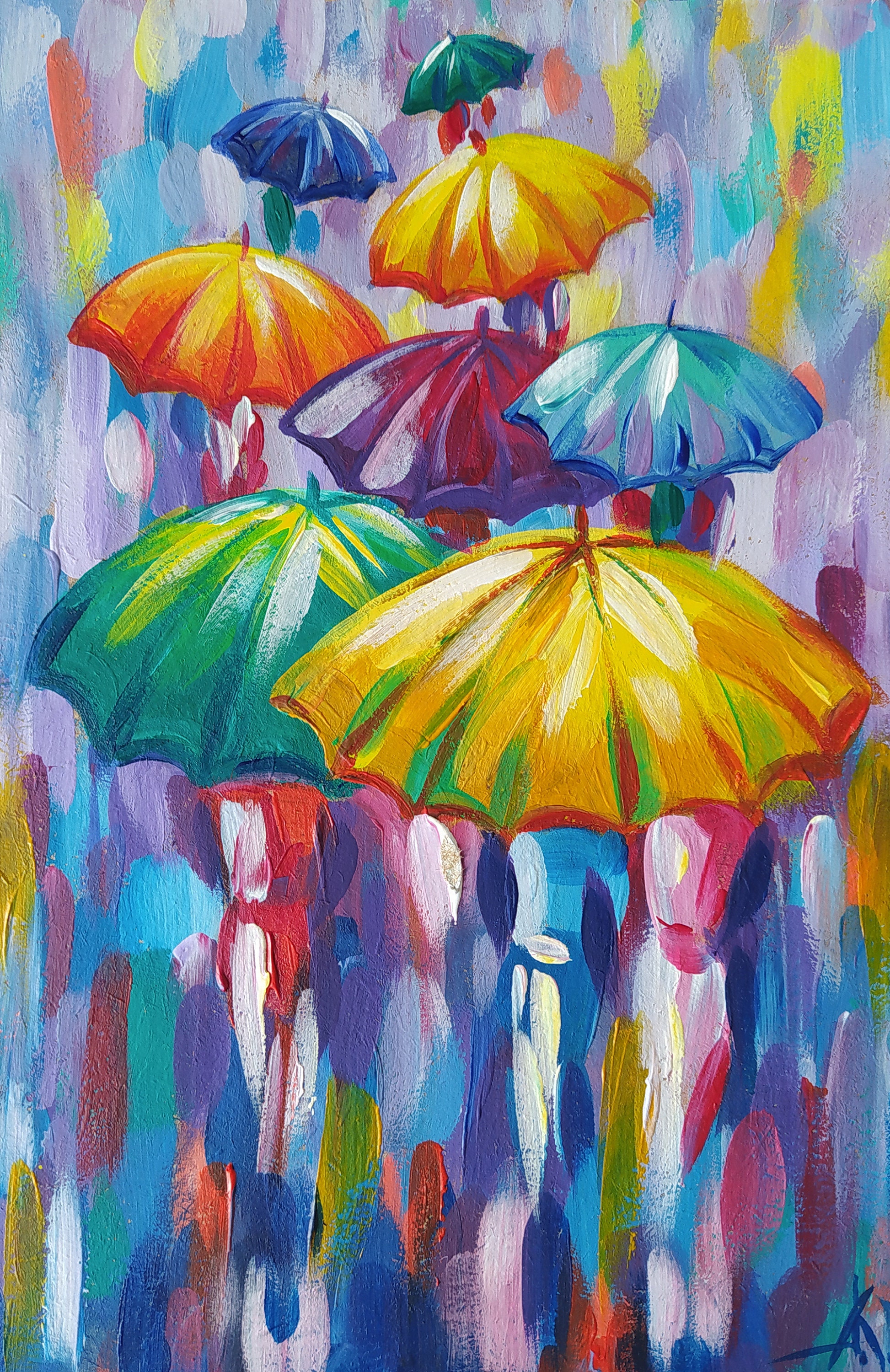 Umbrellas In The Rain Art Umbrellas In The Rain Art