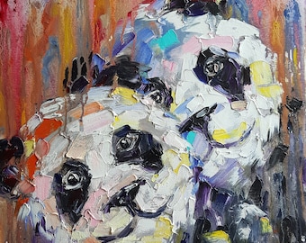 Pandas, animals, oil painting, panda, love pandas, animals oil painting