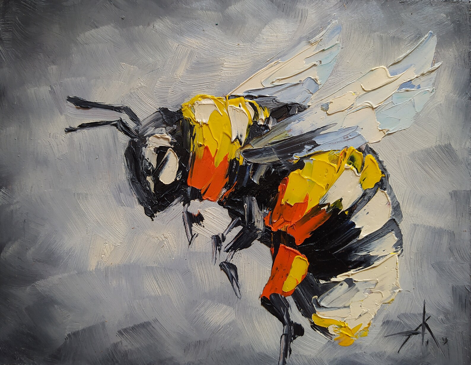 Insects Oil Painting Bumblebee Bumblebee Oil Painting Etsy