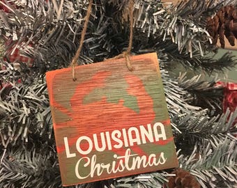 a louisiana christmas and crab handmade cajun and louisiana inspired christmas ornament in green red and white - Cajun Christmas Decorations a louisiana christmas and crab handmade cajun and louisiana inspired christmas ornament in green red and white - Cajun Christmas Decorations