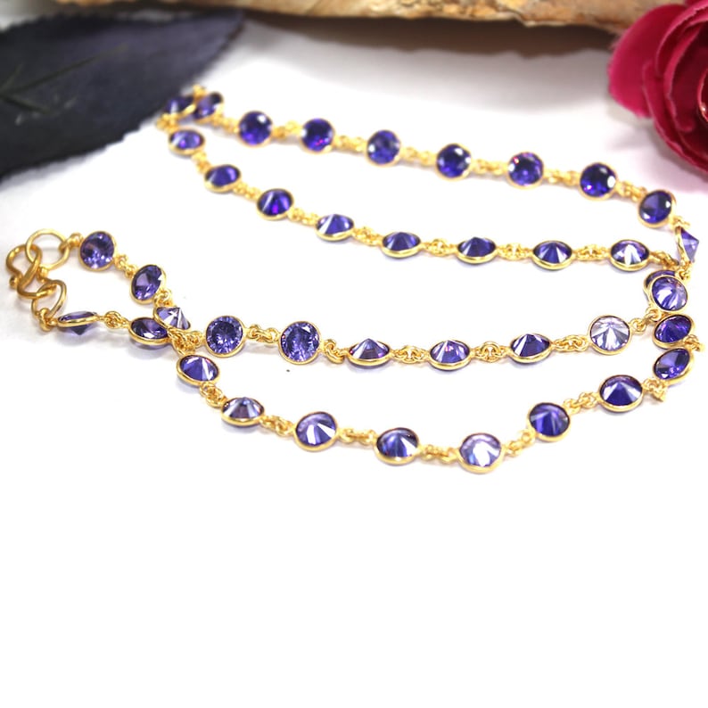 women jewelry boho jewelry women jewelry gemstone chain gold necklace blue cz gemstone necklace rosary beads chain hand made jewelry