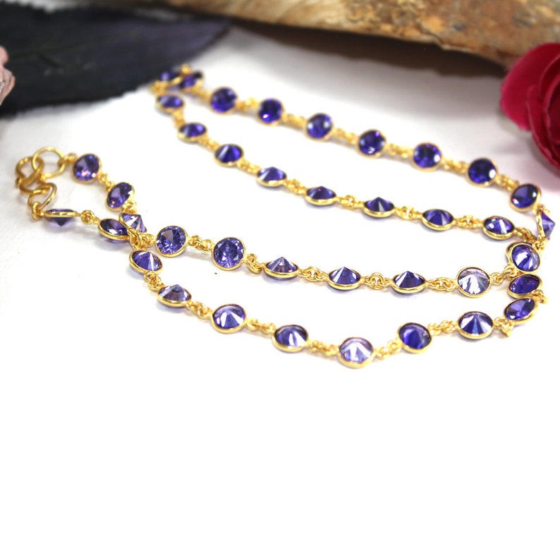 women jewelry boho jewelry women jewelry gemstone chain gold necklace blue cz gemstone necklace rosary beads chain hand made jewelry