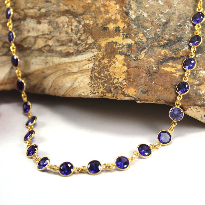 women jewelry boho jewelry women jewelry gemstone chain gold necklace blue cz gemstone necklace rosary beads chain hand made jewelry
