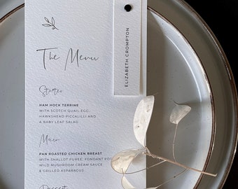 Wedding Menu | On The Day | Minimalist | Simple | Contemporary Design | Place Card | Modern Wedding | Stationery | Black and White