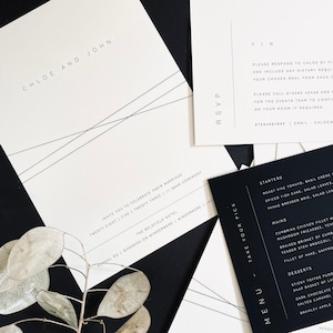 Wedding Stationery | Black and White | Minimal | Contemporary | Personalised | Modern Wedding | Invitations | Simple Wedding Invites | RSVP