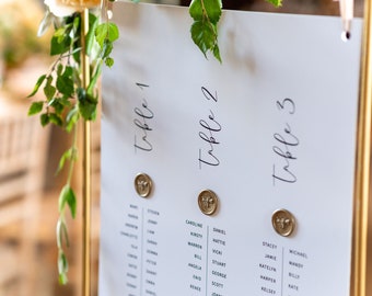 Table Plan | Modern | On The Day | Stationery | Wedding | Minimal | Seating Plan | Typography | Welcome Sign | Wax Seal