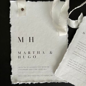 Wedding Invites | Handmade Cotton Paper | Torn Edge | Wax Seal | Bespoke | Modern Wedding | Stationery | Invitations | RSVP | Menu | Luxury