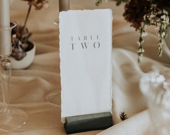 Modern Wedding Torn Edge Table Number | Simple Table Numbers | Table Names | Minimalist | Stationery | Cotton | Handmade | Wedding