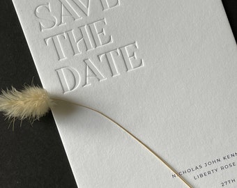 Save The Date | Debossed | Wedding Stationery | Blind Debossed | Bespoke | Modern Wedding | Invitations | Embossed | Minimalism | Simple