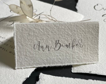 Place Cards | Handmade Cotton Card | Place Names | Wedding Stationery | tent card | Black and White | Luxury | Modern | Stationery | Minimal