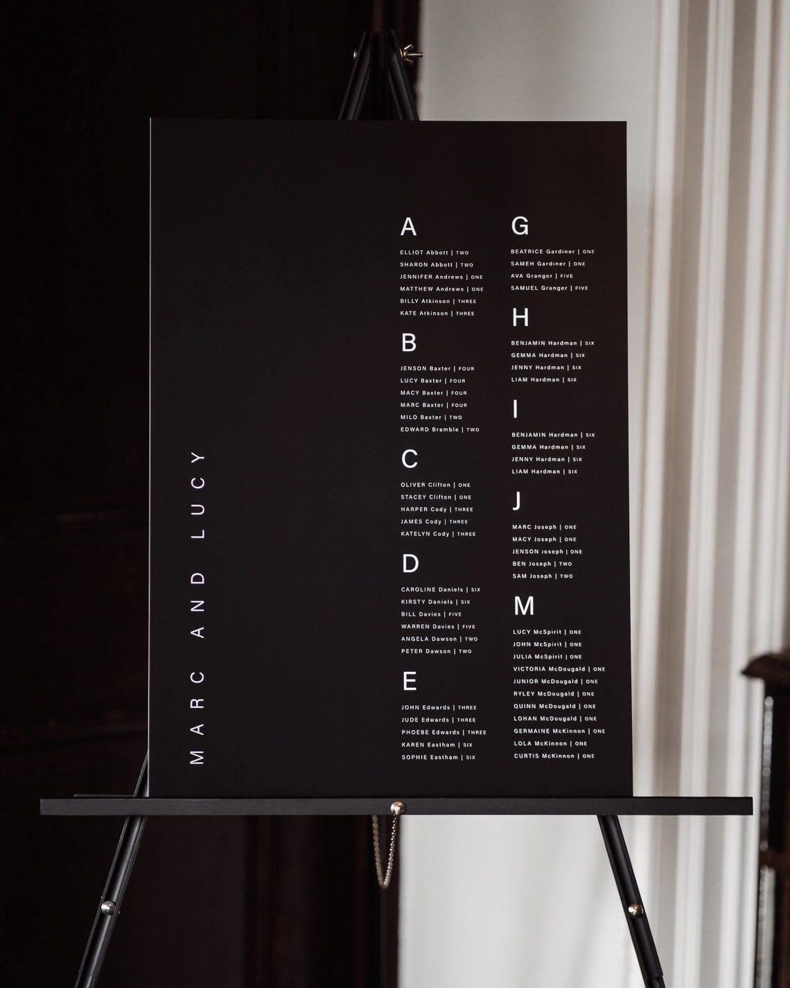Table Plan Alphabet | Modern | on the Day | Stationery | Wedding ...