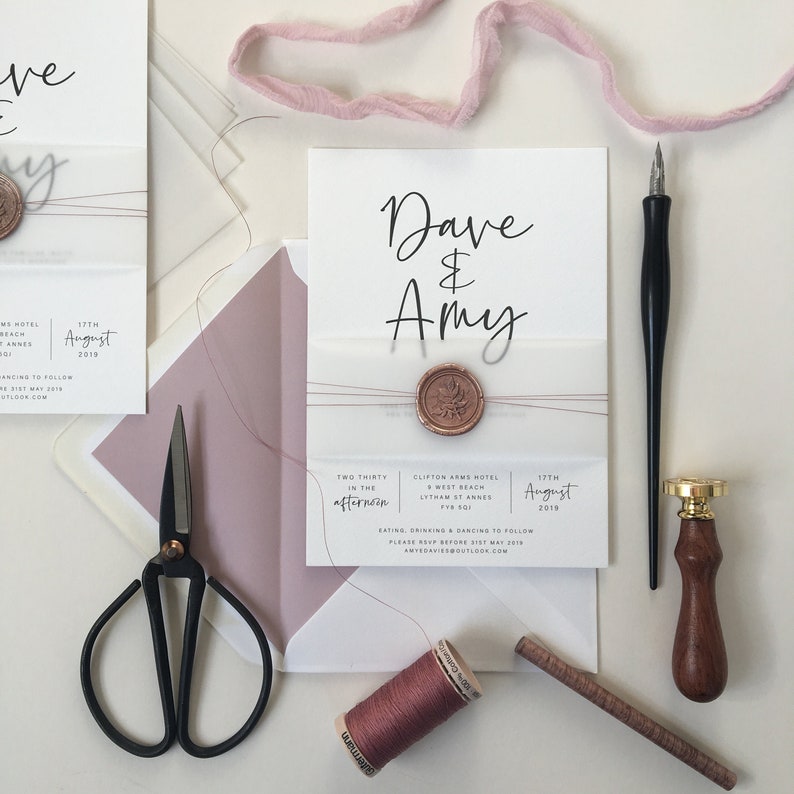 Wedding Stationery Vellum Belly Band Wedding Invites Etsy UK