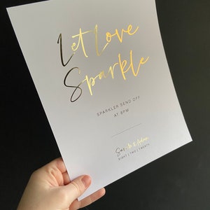 Wedding Sparklers sign | Wedding Stationery | Wedding Prints | Modern | Stationery | Gold Foil wedding signage | Wedding Frame Signs