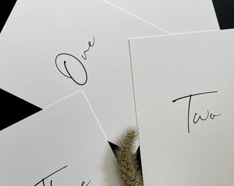 Wedding Table numbers | Table Names | Black and white  | Contemporary | Luxury | Modern | Stationery | Place Setting | Minimal | Mono