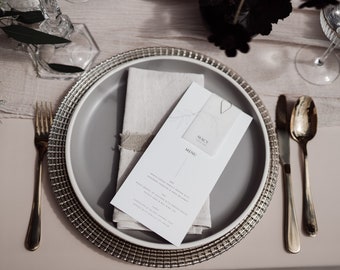 Modern Wedding Menu with Vellum Place Card & Clip | On The Day | Bespoke | Modern Wedding | Stationery | Place Setting | Place Card