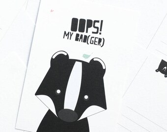 Postcard / Ansichtkaart 'Oops! My Bad(ger)' A6