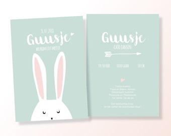 Custom made birth Announcement-Rabbit