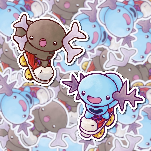 Skating Wooper Sticker Pack | 2 Stickers | Matte water resistant finish