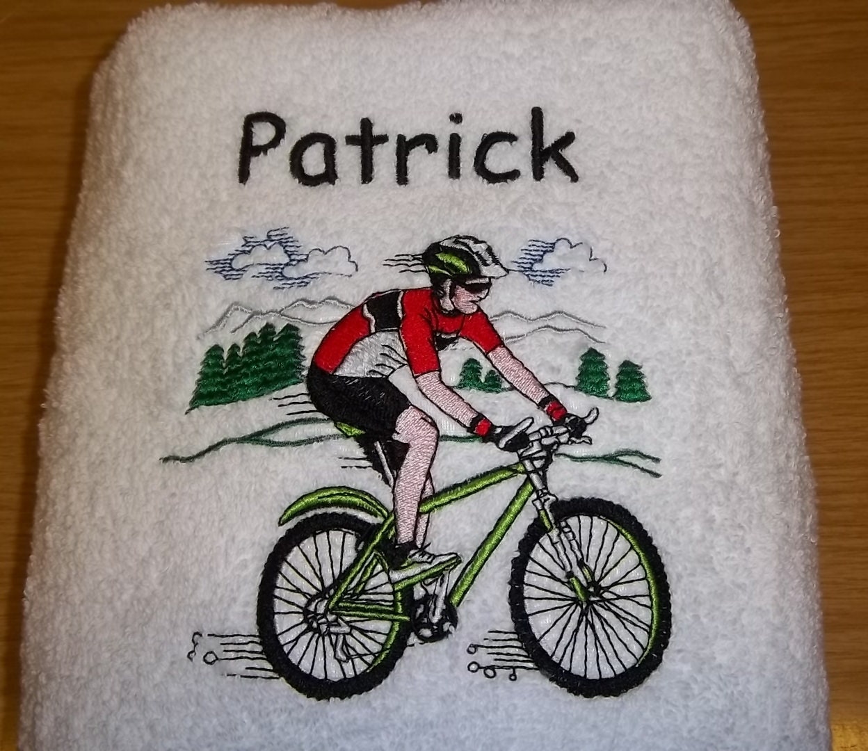 Towel/shower Towel Cyclist Bicycle, Biking, Biker Embroidered With