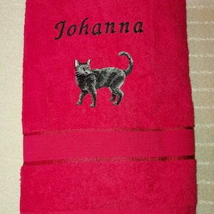 towel motif black cat