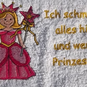 Handtuch mit Prinzessin Text und Namen Bild 1