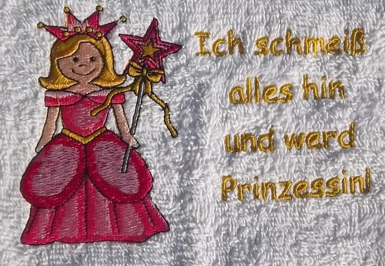 Handtuch mit Prinzessin Text und Namen Bild 1