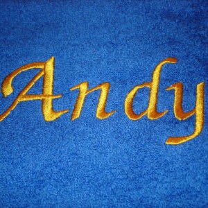 Towel embroidered with name