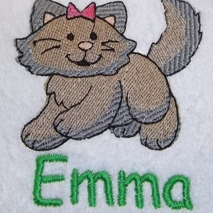 towel with a cat motif
