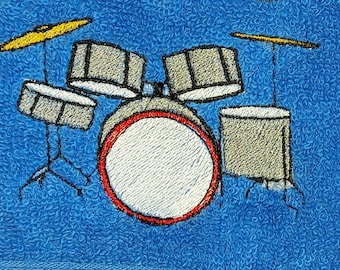 Towel embroidered with drums