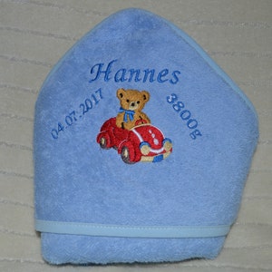 Hooded towel, baby towel embroidered