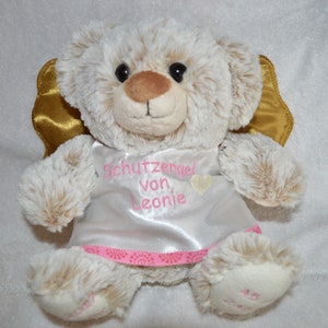 Schutzengel Teddy mit Namen und Daten bestickt Bild 6