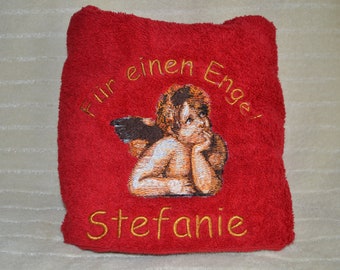 Towel/shower towel embroidered with a rapael angel and name